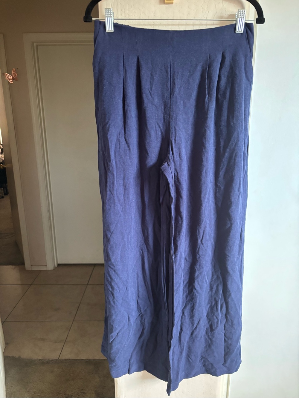 NWOT GLG Wide-Leg Pants, w/pockets and subtle front pleats, Dusty Blue, Size L